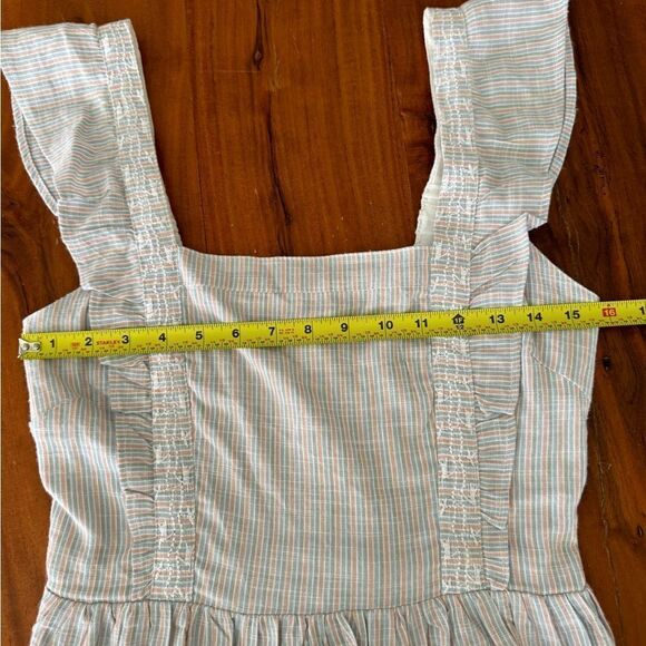 Japna Woman's Smocked back Peplum Square Neck Striped Ruffles Top Sz L - Picture 9 of 11